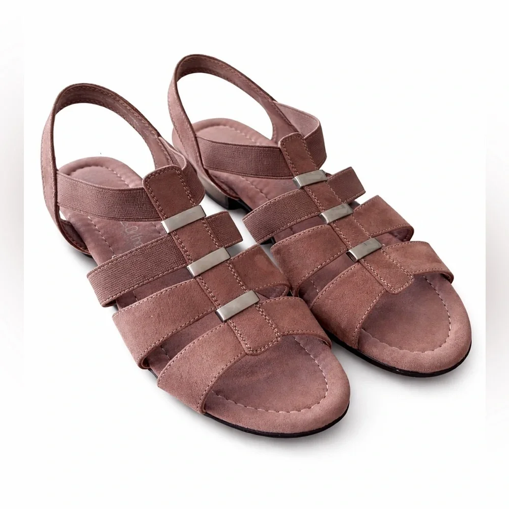 Croft & Barrow Gwendolen Sandals Mauve Ortholite Comfort Strappy 8M Like New